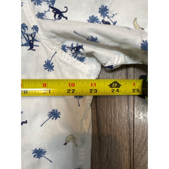 American Rag X-Large White All Over Tropical Monkey & Banana SS Shirt 100% Cotto - Picture 4 of 8